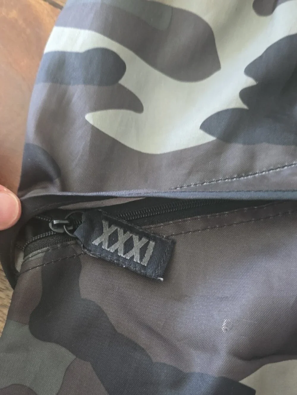Thirty-One Camo Drawstring Backpack in Green and Gray